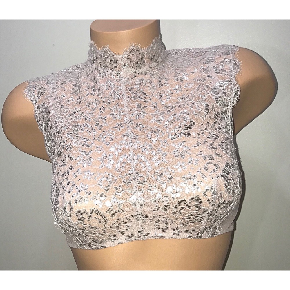 Victoria's Secret Dream Angels Metallic Silver/Pink Unlined Lace  32DD